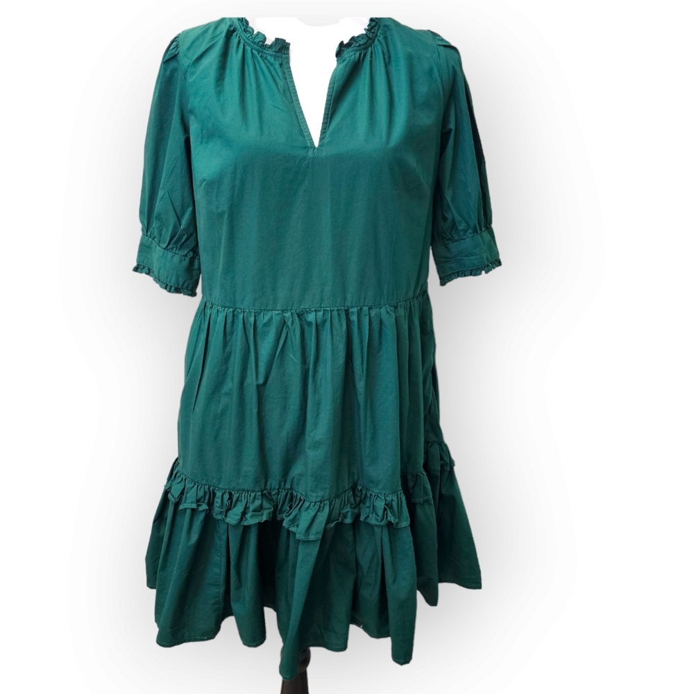 J. Crew Tiered Cotton Dress Green Size XS